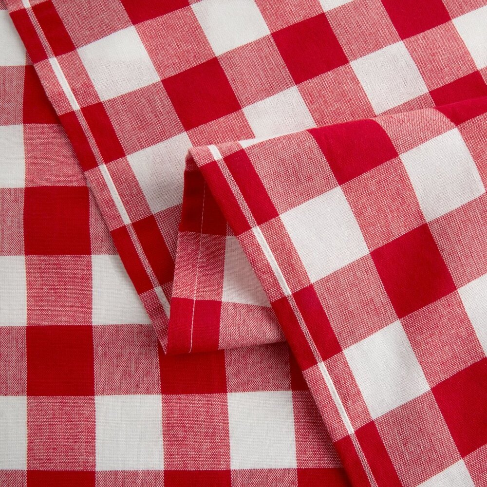 Pioneer Woman Charming Check Tablecloth Red White Picnic Oblong 52"W x 70"L - Picture 2 of 7